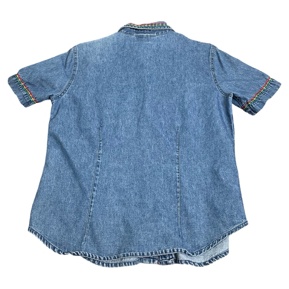 Cute Flower Embroidered Vintage Denim Button Down Size S - Picture 4 of 4